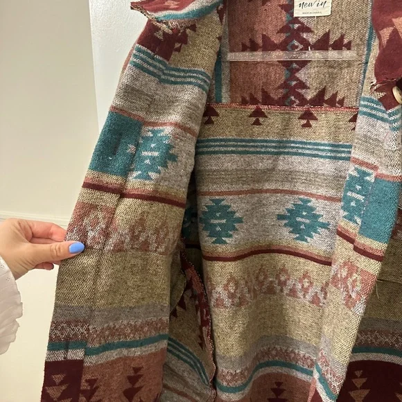 Red Turquoise Aztec-Printed Jacket - Picture 2 of 4
